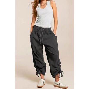 FREE PEOPLE Hadley Poplin Pants Charcoal | S